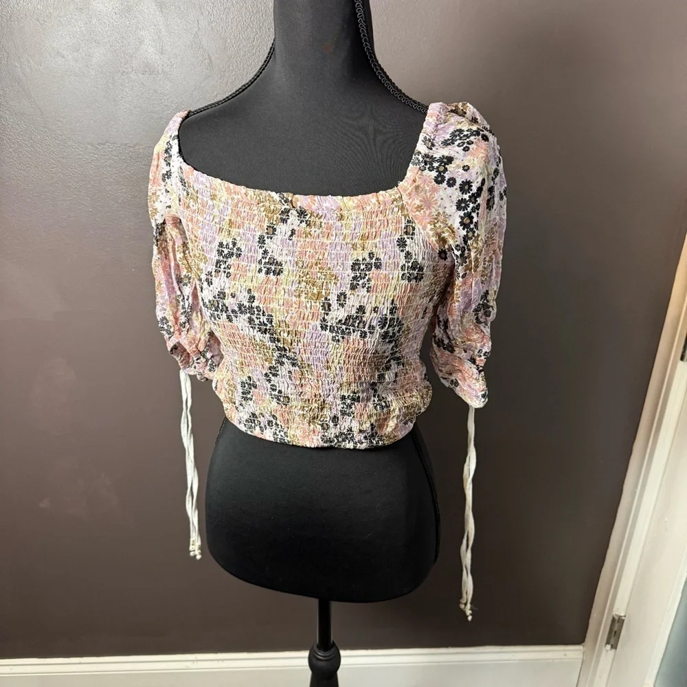 Anthropologie Smocked Floral Puff Sleeve Top NWT | Size XS | Cottagecore